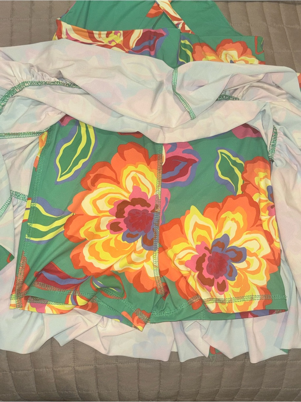 GB girls Teal Dress with Colorful Floral Accents - Picture 6 of 6